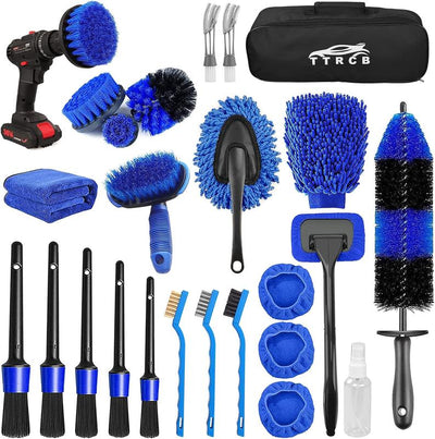 26Pcs Car Detailing Brush Set Car Detailing Kit Car Detailing Brushes, Car Cleaning Kit, Car Windshield Cleaning Tool, Professional Car Care Kit - Car Wash Brush Kit for Interior Exterior Wheels