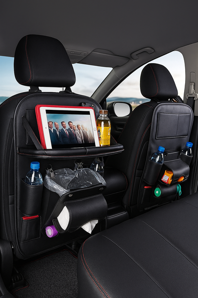 Transform Your Car Chaos into Class with the Ultimate PU Leather Seat Back Organizer - Because Who Needs a Trashy Ride?