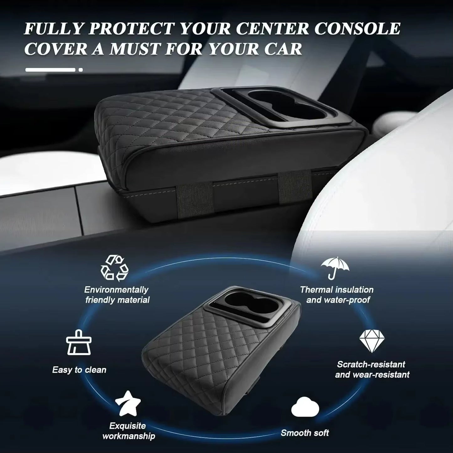 Comfort and Style Combined: Memory Foam Car Armrest Cushion for Ultimate Console Protection