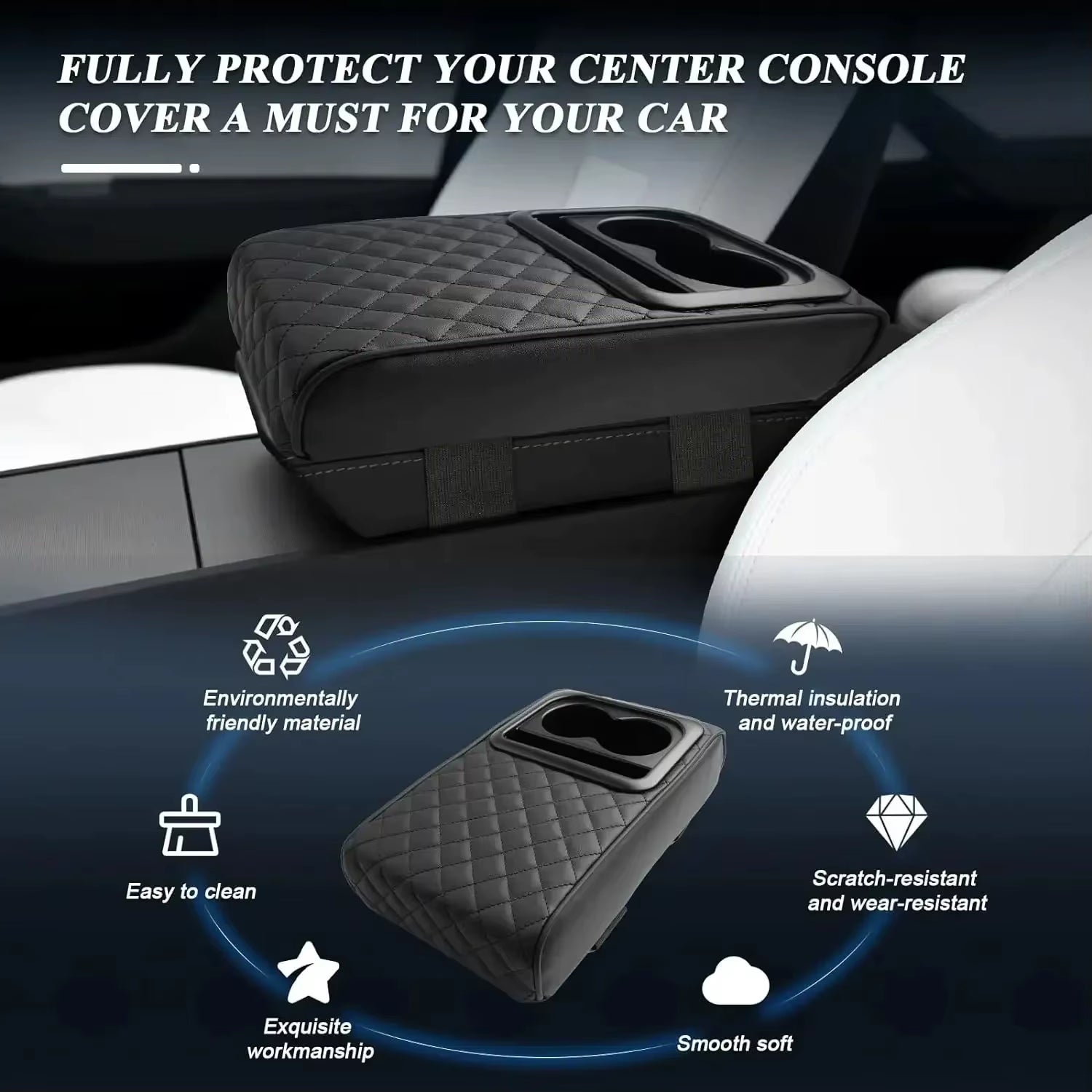 Comfort and Style Combined: Memory Foam Car Armrest Cushion for Ultimate Console Protection